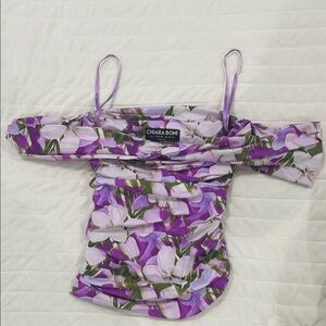 Chiara Boni Lavender Floral Off-Shoulder Top
